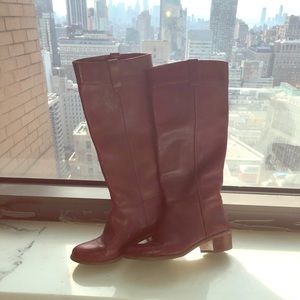 Amazing vintage burgundy leather knee high boots.